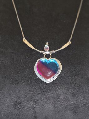 Handmade Bi Color Tourmaline Heart Pendant Necklace 925 Silver